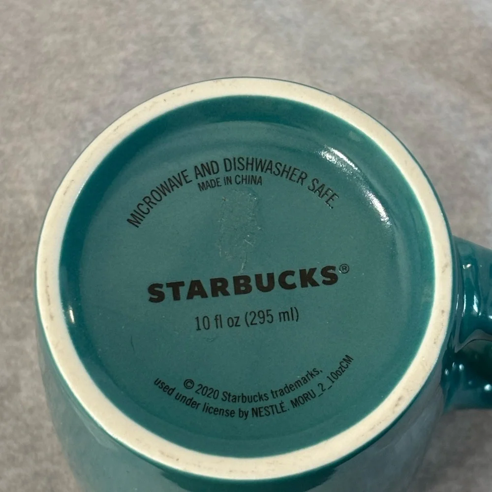Starbucks Teal Green Logo Mug with Colorful Dog Motif